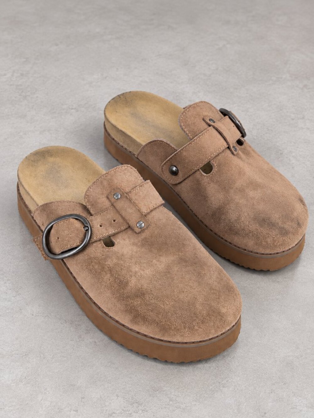 American Eagle Women’s Clogs Size 6 Brown Suede Buckle Slip On Mules